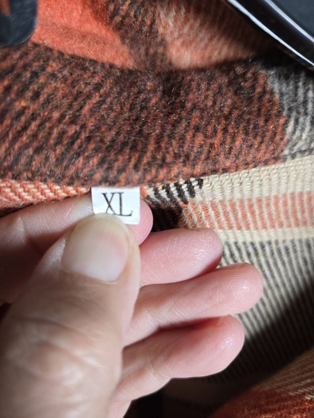 Oversized Plaid Utility Shacket Jacket in Orange and Cream - Picture 2 of 7